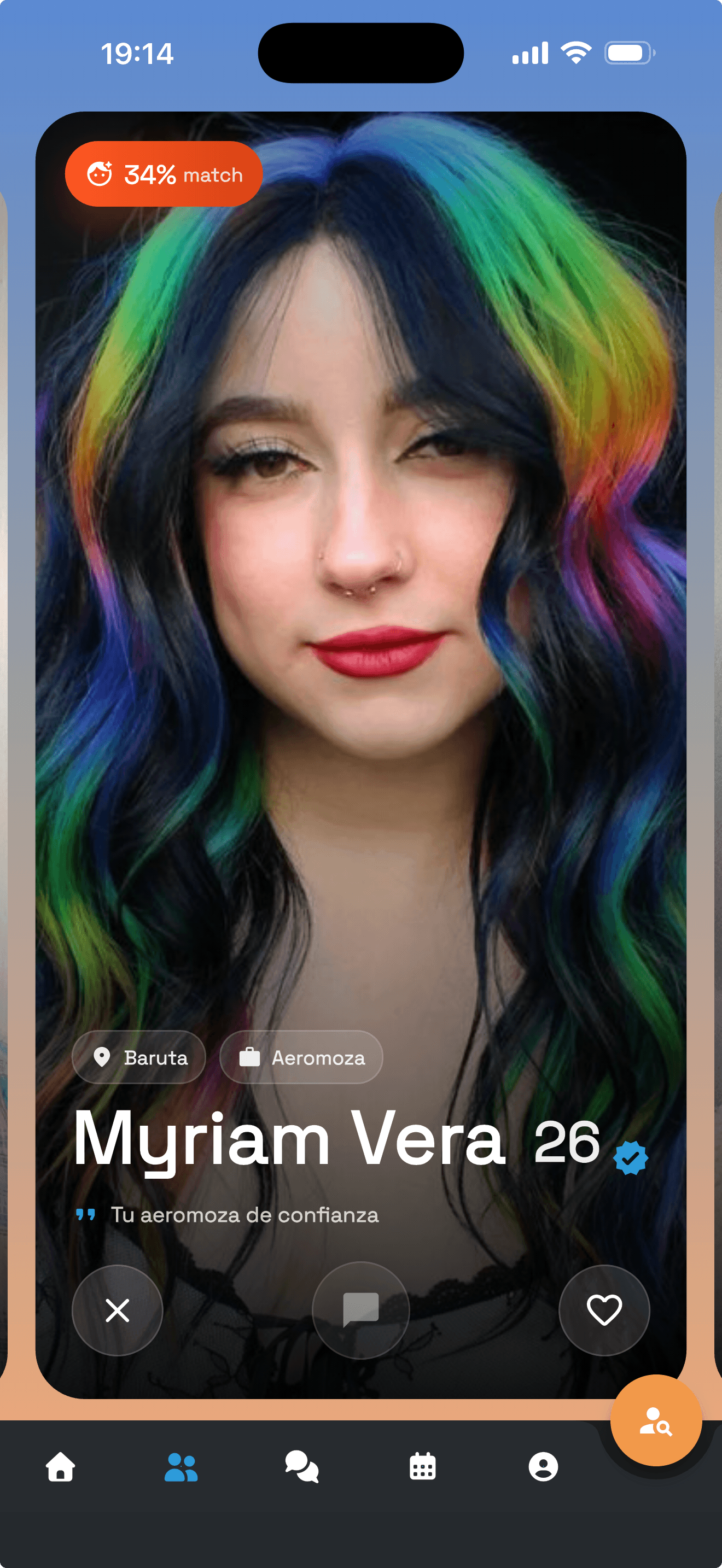 Perfil compatible mostrado en la aplicación 2Match